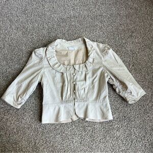 To The Max Victorian Style Cream Button Up Blouse, Size Medium